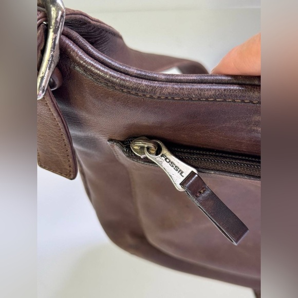 Fossil Vintage Crossbody Purse Leather Brown Saddle Bag - Picture 6 of 10